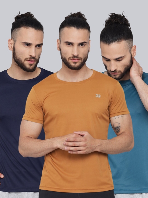 

39 THREADS Men Pack Of 3 Solid Dri-FIT T-shirts, Navy blue