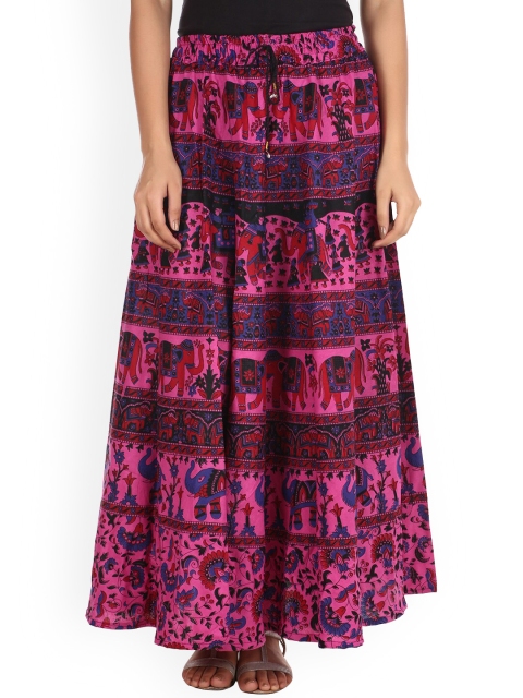 

SOUNDARYA Women Pink Ethnic Printed Maxi Skirt