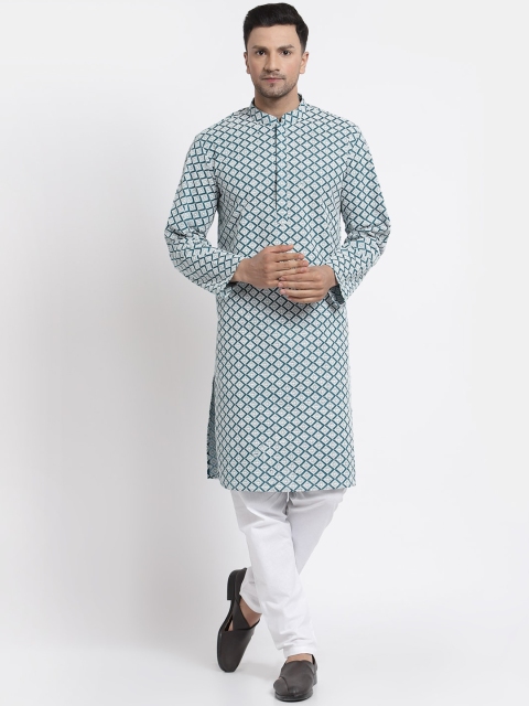 

MOHANLAL SONS Men Pure Cotton Kurta with Pyjamas, Teal