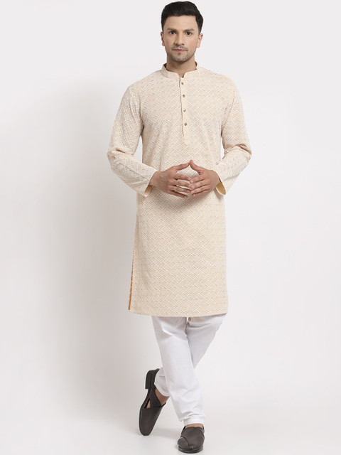 

MOHANLAL SONS Men Gold-Toned Pure Cotton Kurta with Pyjamas