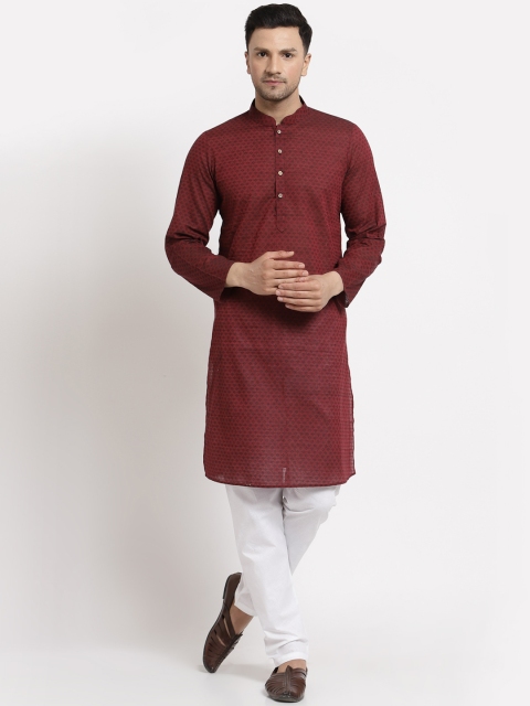 

MOHANLAL SONS Men Maroon Printed Kurta with Pyjamas