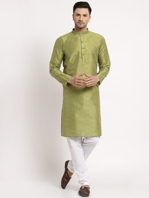 

MOHANLAL SONS Men Green Dupion Silk Kurta with Pyjamas
