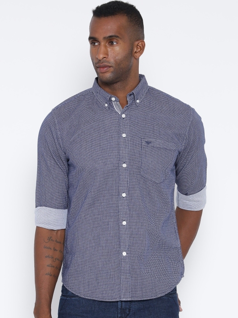 

Red Tape Men Navy Smart Fit Self-Design Casual Shirt, Navy blue