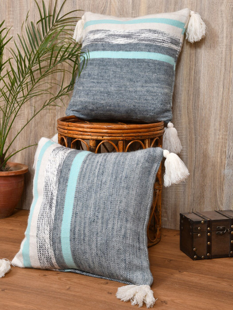 

Gulaab Jaipur Grey & White Set of 2 Square Cushion Covers