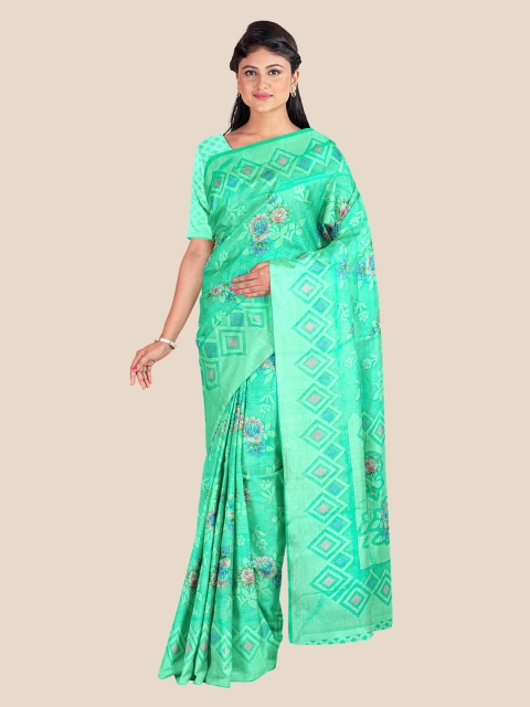 

Kalamandir Sea Green & Blue Floral Silk Blend Saree