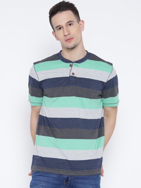 

Red Tape Men Multicoloured Striped Henley Neck T-shirt, Multi