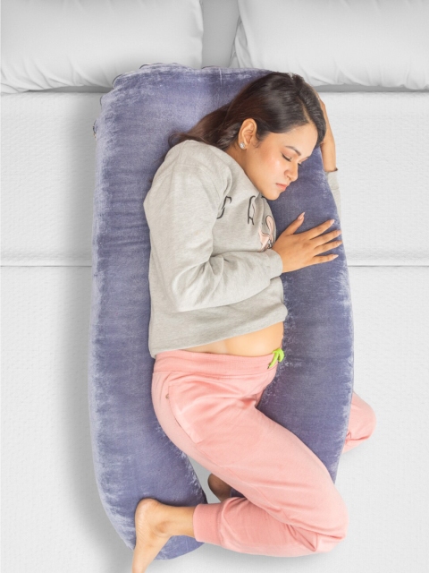 

MYLO ESSENTIALS Blue Solid 4 In 1 U-Shaped Pregnancy Pillow