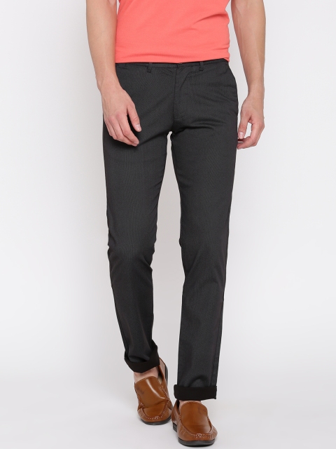 

Red Tape Men Charcoal Grey Printed Casual Trousers