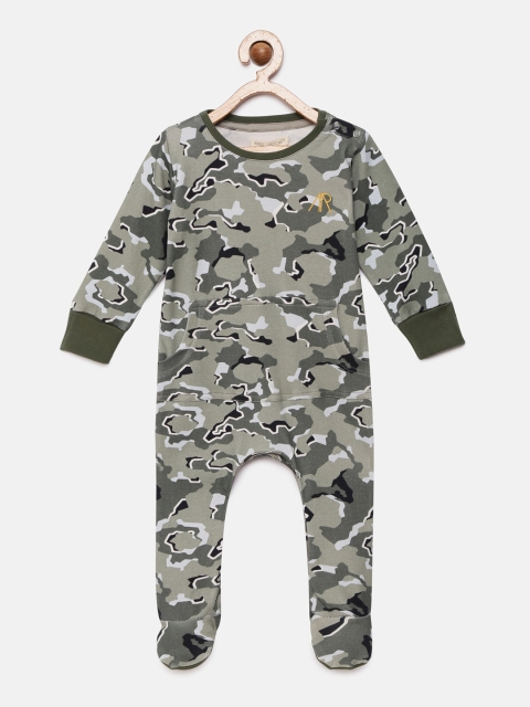 

Angel & Rocket Boys Green Printed Sleepsuit, Olive