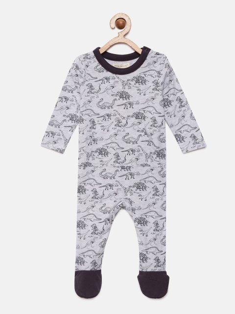 

Angel & Rocket Grey Printed Cotton Sleepsuits