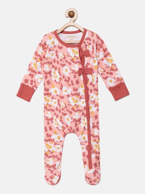 

Angel & Rocket Pink Printed Cotton Sleepsuits