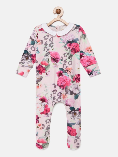 

Angel & Rocket Girls Multicolored Printed Peter Pan Collar Cotton Sleepsuit, Multi