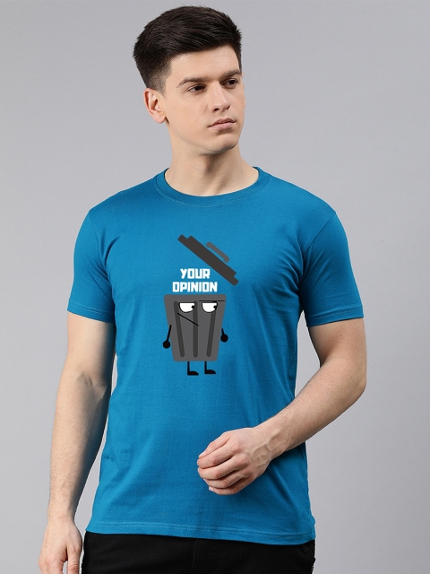 

UNSULLY Men Blue Printed Dri-FIT Applique T-shirt