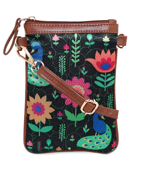 

Sabhyata Multicoloured Floral Embellished PU Structured Sling Bag, Multi