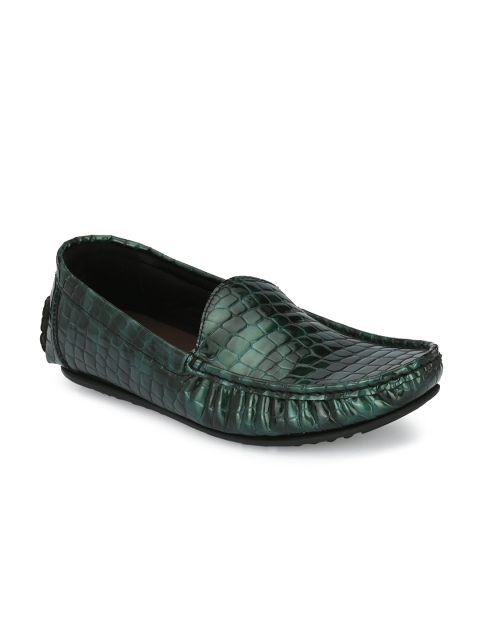 

Delize Men Green Textured Loafers