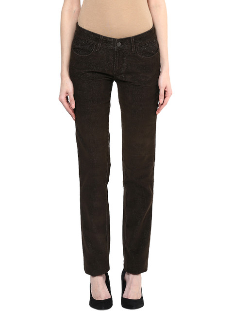 

Xpose Women Coffee Brown Corduroy Trousers