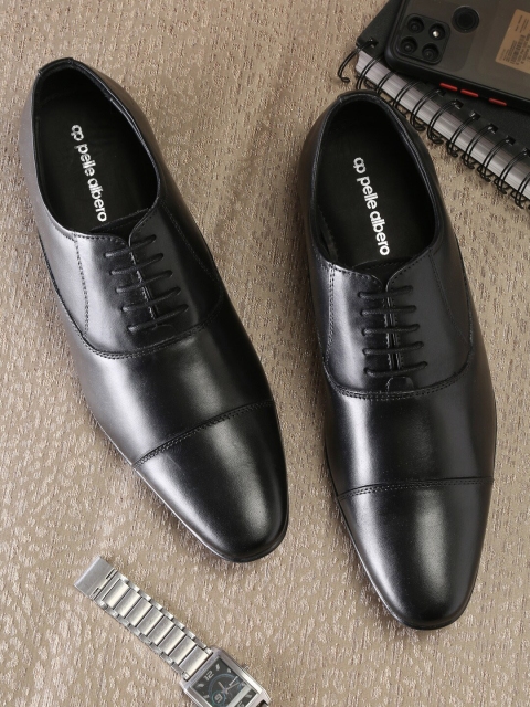 

pelle albero Men Black Solid Formal Derbys