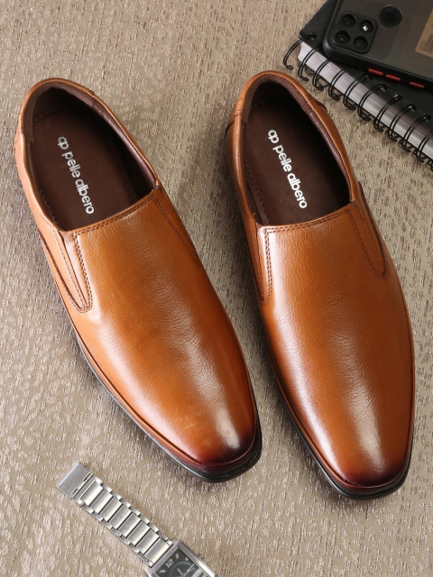 

pelle albero Men Tan Solid Leather Formal Shoes