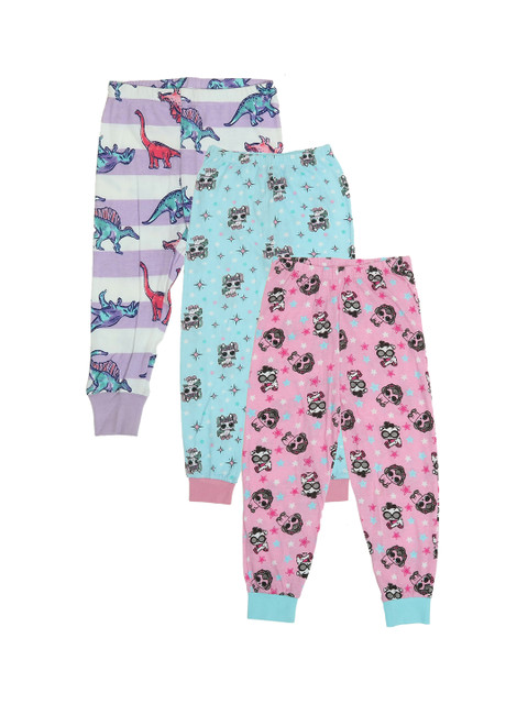 

OLIVE MIST Kids Pack Of 3 Printed Pure Joggers, Pink