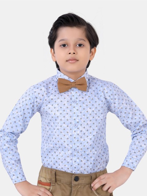 

ROBO FRY Boys Blue Standard Floral Printed Party Shirt