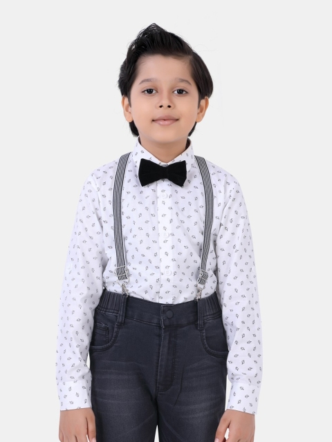 

ROBO FRY Boys White Standard Floral Printed Party Shirt