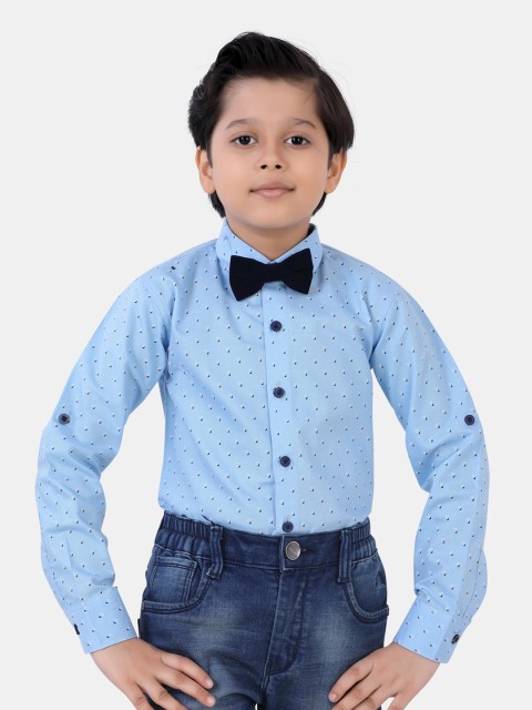 

ROBO FRY Boys Blue Standard Printed Party Shirt