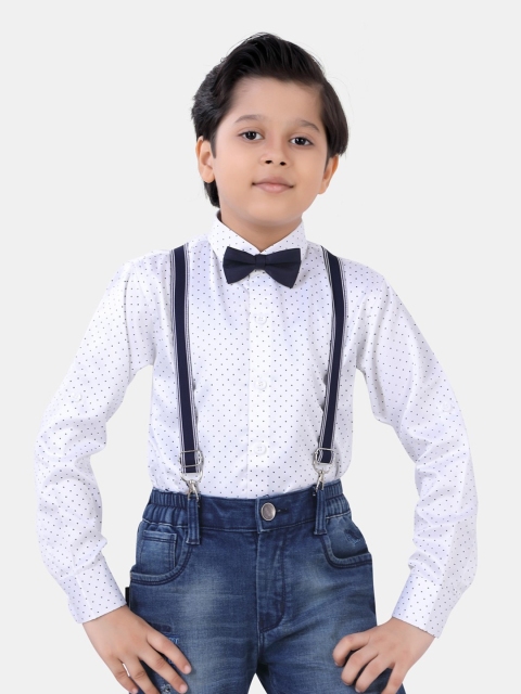 

ROBO FRY Boys White Standard Printed Party Shirt