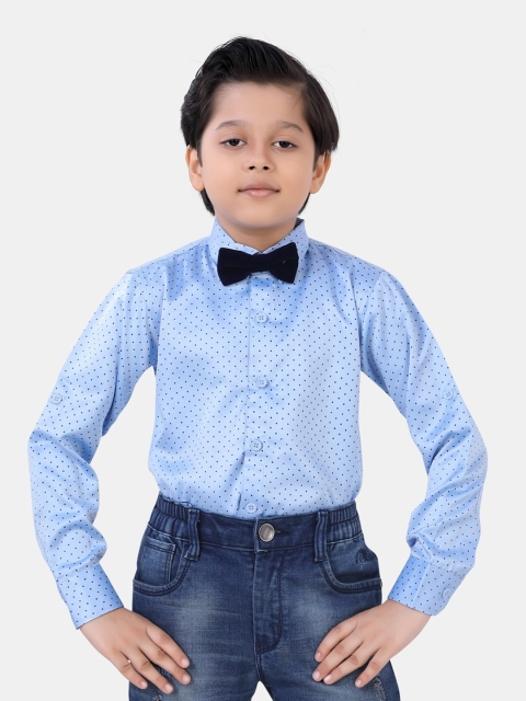 

ROBO FRY Boys Blue Standard Printed Party Shirt