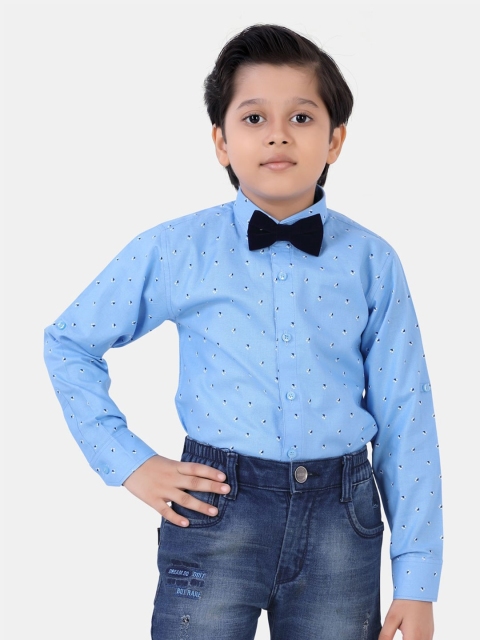 

ROBO FRY Boys Blue Standard Printed Party Shirt