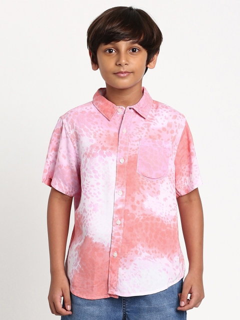 

MANET Boys Pink Classic Printed Casual Shirt