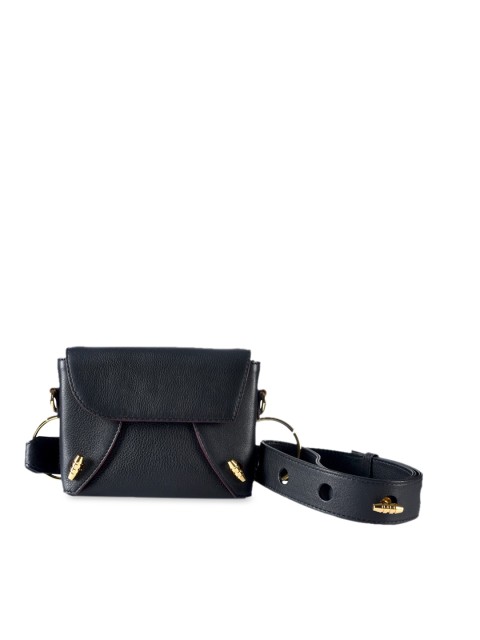

IMMRI Women Black Solid Textured Waist bag