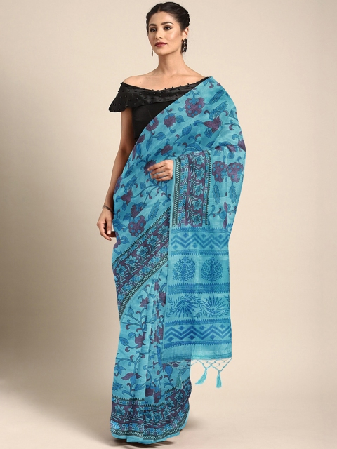 

KALINI Blue Ethnic Motifs Tussar Saree