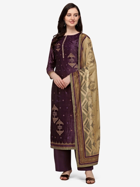 

Jansi Burgundy & Cream-Coloured Embroidered Unstitched Dress Material