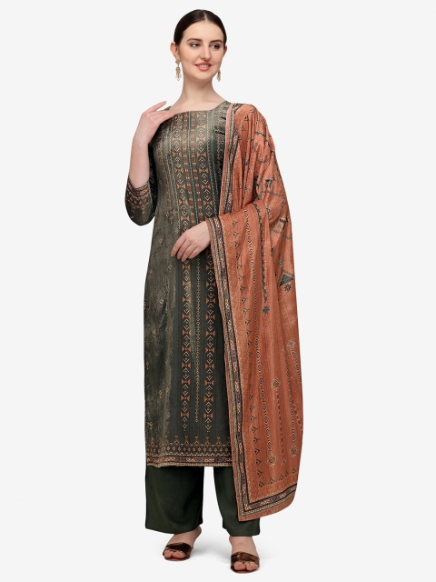 

Jansi Green & Orange Printed Unstitched Dress Material