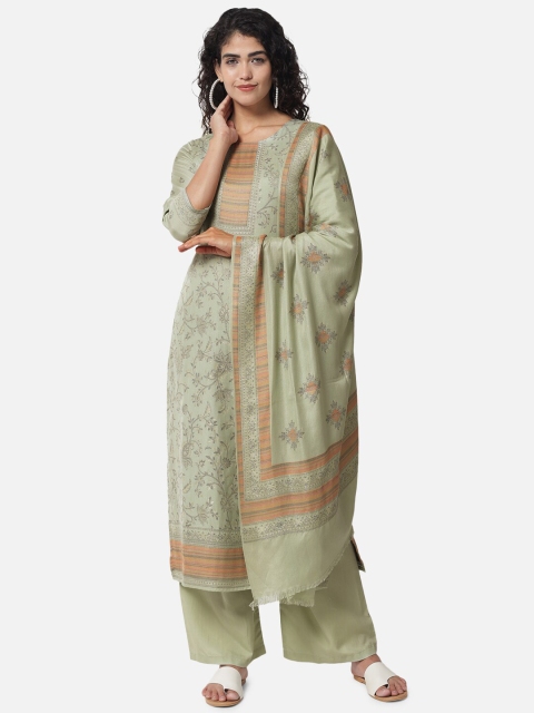 

Jansi Green Printed Unstitched Dress Material