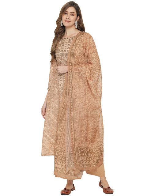 

Jansi Brown & Grey Printed Unstitched Dress Material