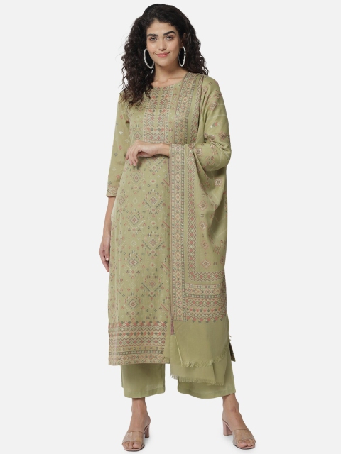 

Jansi Green & Pink Unstitched Dress Material