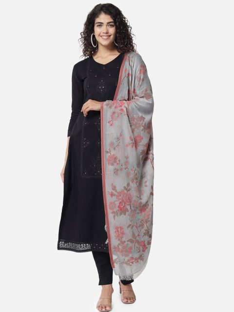 

Jansi Black & Grey Printed Unstitched Dress Material