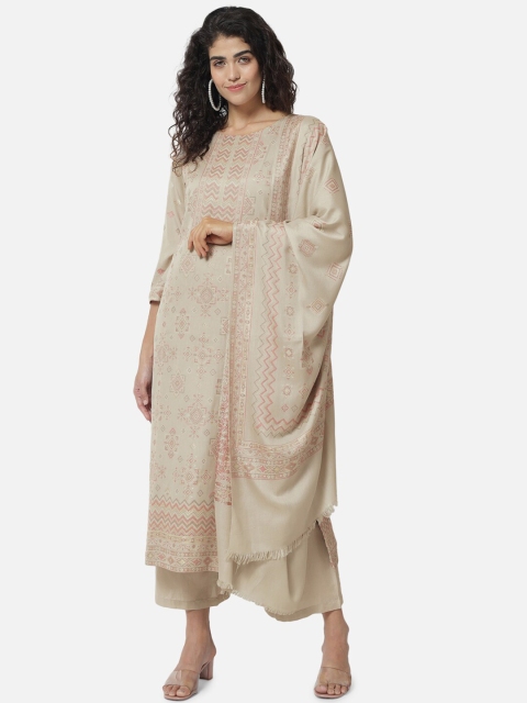 

Jansi Off White & Pink Unstitched Dress Material