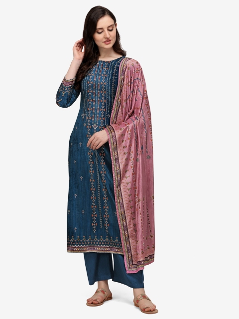 

Jansi Blue & Pink Embroidered Unstitched Dress Material