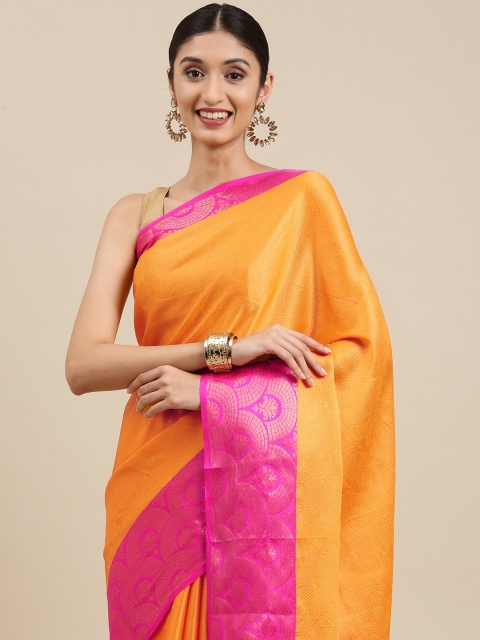 

Pothys Orange & Pink Jute Silk Saree