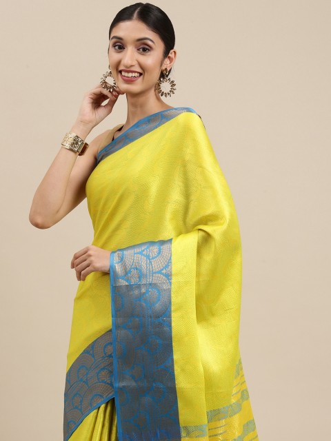

Pothys Yellow & Blue Jute Silk Saree