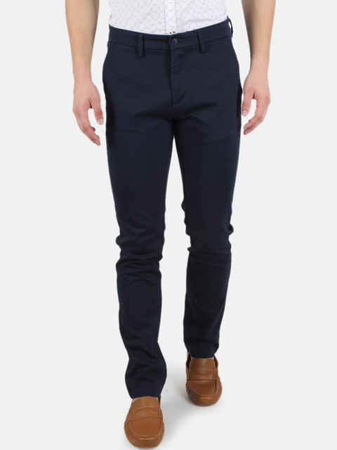 

Monte Carlo Men Navy Blue Smart Slim Fit Chinos Trousers