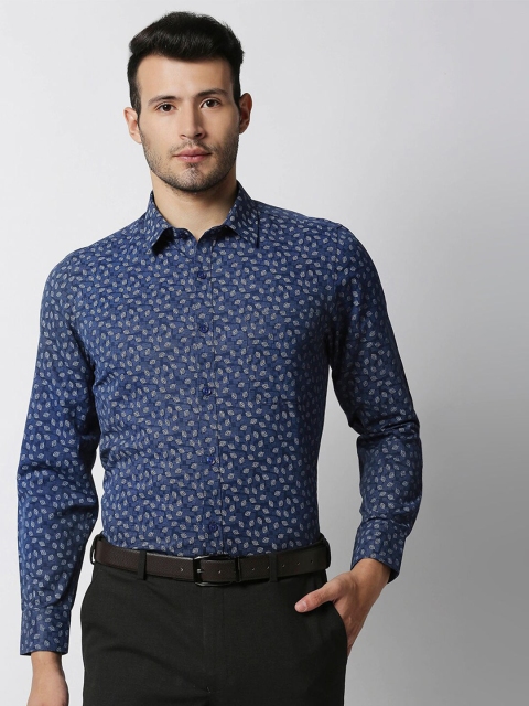 

Solemio Men Navy Blue Smart Tailored Fit Floral Printed Formal Shirt