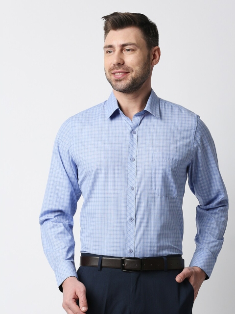 

Solemio Men Blue Smart Tailored Fit Checked Formal Shirt