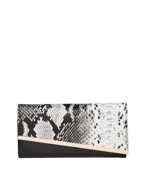 

Kazo Women Grey & Black Snakeskin-Textured Wallet