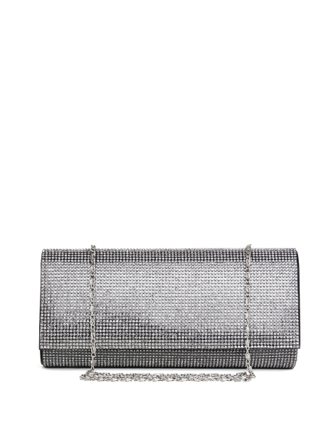 

Kazo Gunmetal-Toned Embellished Clutch with Chain Strap, Metallic