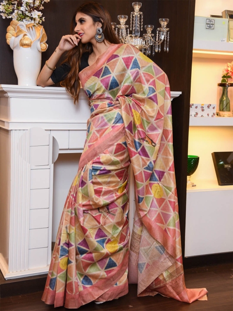 

BEATITUDE Multicoloured Pure Silk Muga Saree, Multi