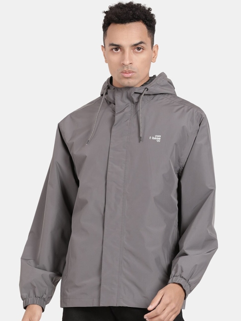 

t-base Men Grey Solid Rain Jacket