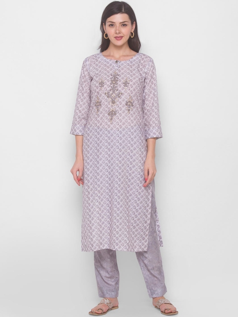 

ZOLA Women Grey Panelled Kurti with Salwar